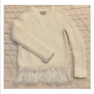 Women’s White Sweater with Fringe